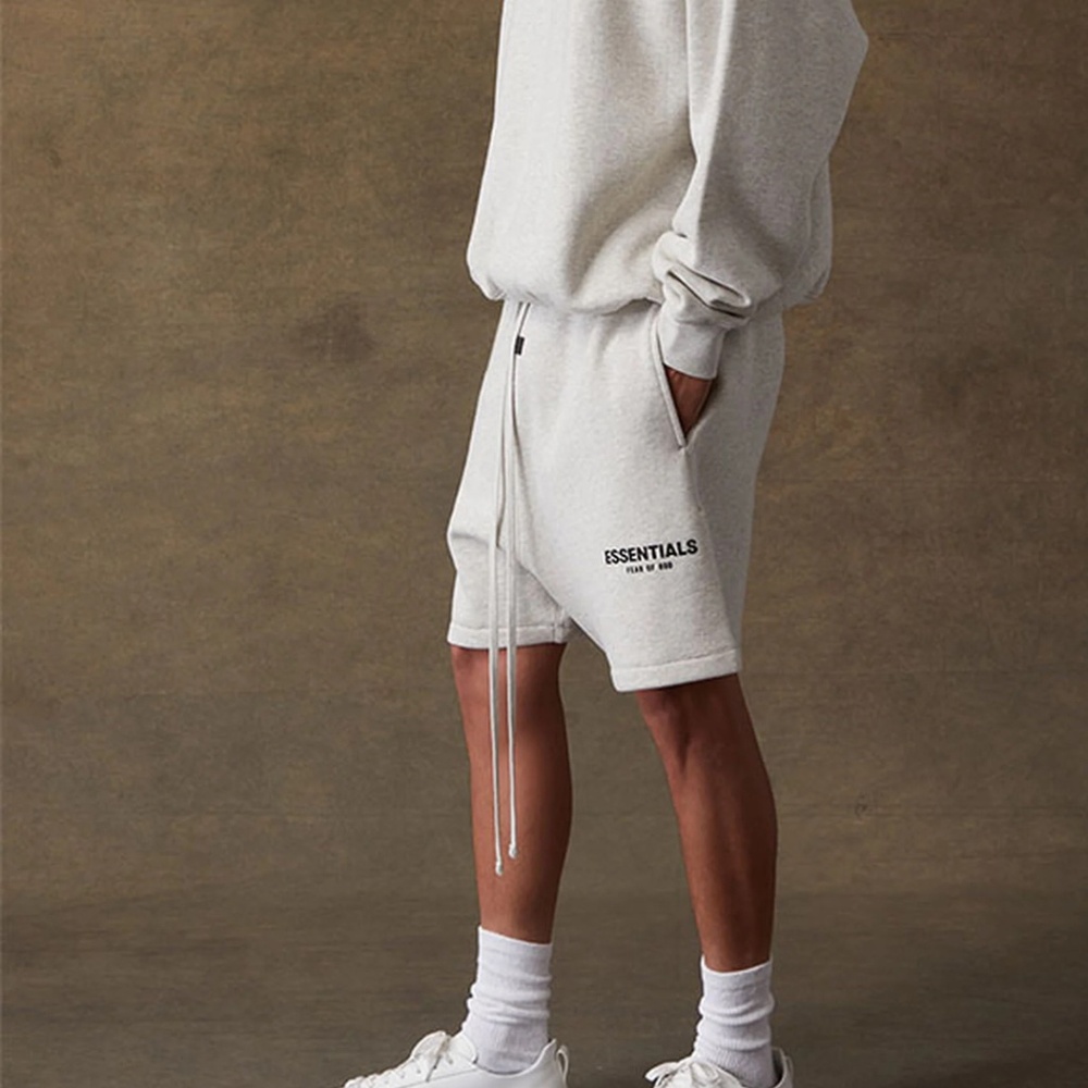 Essentials Fear Of God Light Oatmeal Sweat Shorts - Picture 5 of 5